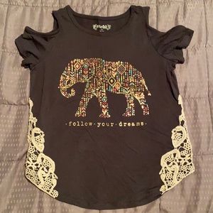 Mudd follow your dreams elephant glitter top